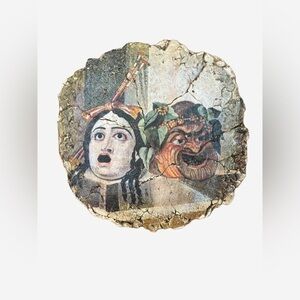 2/$30 - Vintage Creta Roma Handmade Theatrical Mask Wall Plaque - Italy